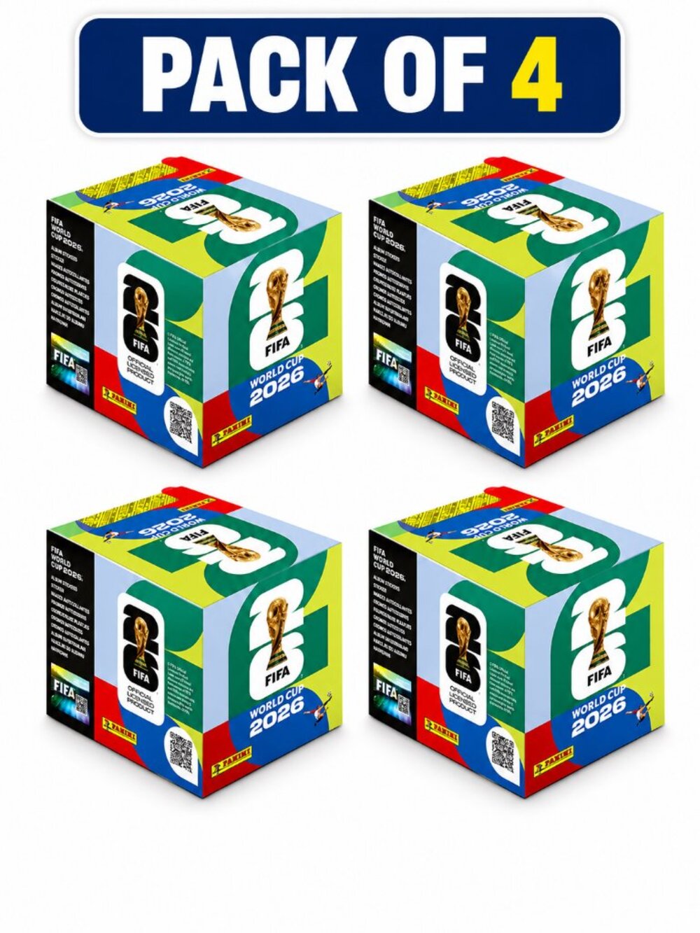 2026 Panini FIFA World Cup Sticker Box Pack of 4, 50 Packs Each, International